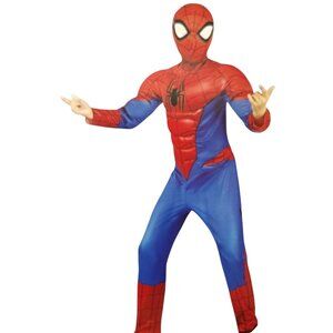 Marvel Boys M (8) Spider-Man Padded Jumpsuit and Fabric Mask Halloween Costume